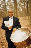 Felix Walroud with one of his self-made steeldrums
